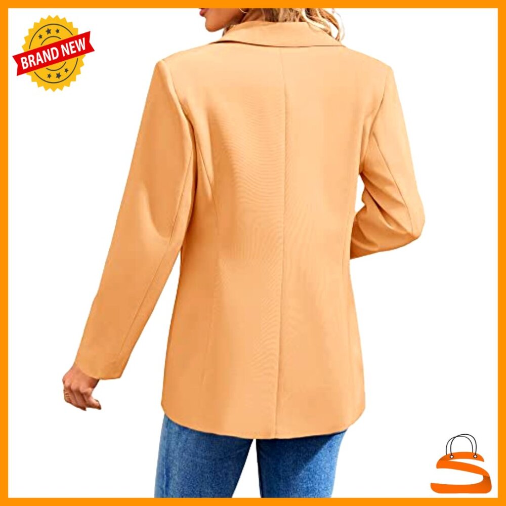 Lightweight Blazer Open Front Lapel Collar Tailored Fit Work Office Jacket - Picture 4 of 5